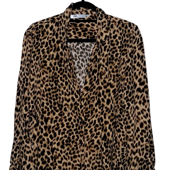 Zara Leopard Print Button Down Shirt - Picture 4 of 15
